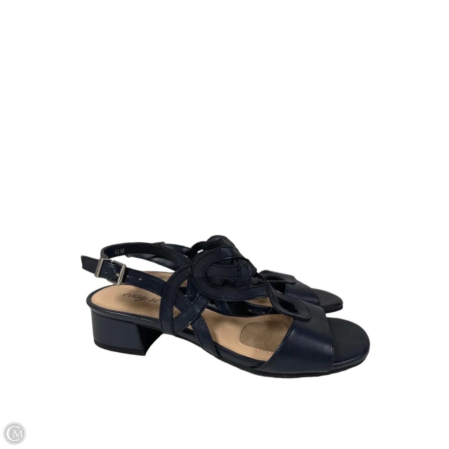 Sandals Heels Block By Easy Street In Navy, Size: 6.5