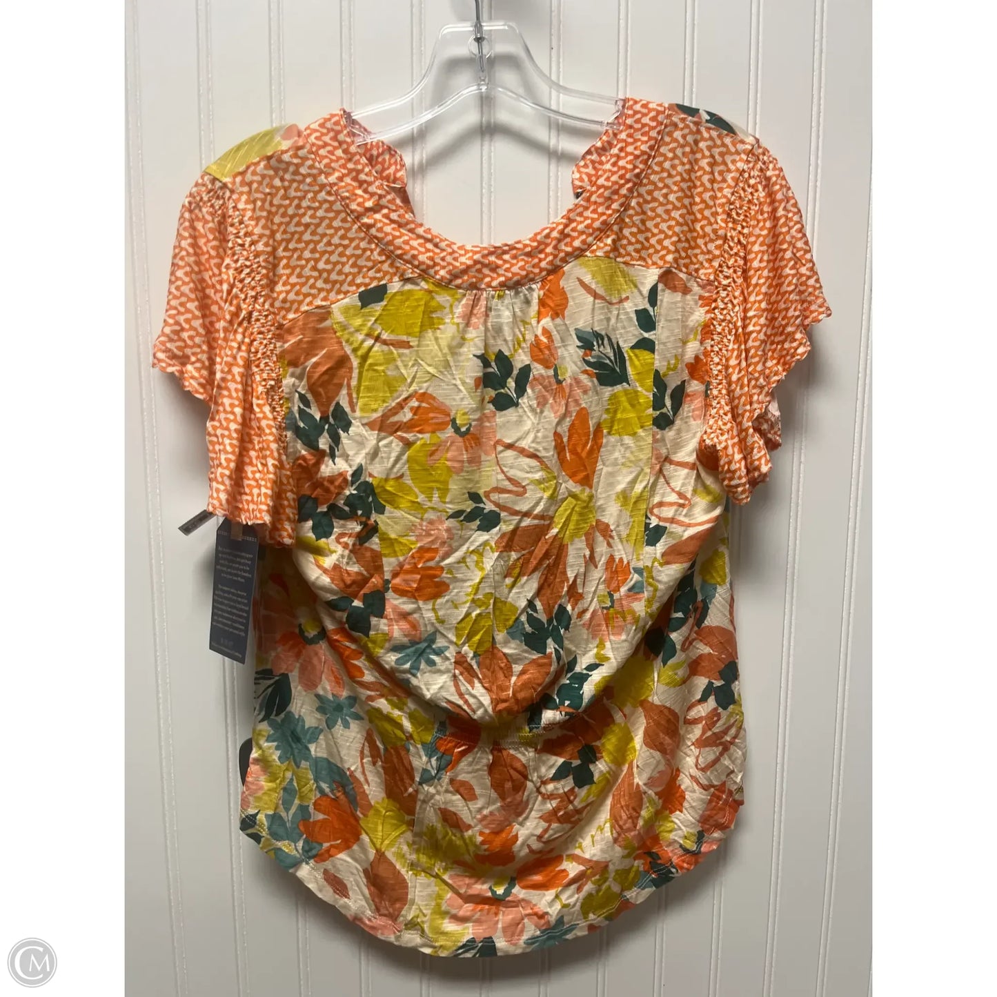 Top Short Sleeve By Democracy In Orange & Yellow, Size: M