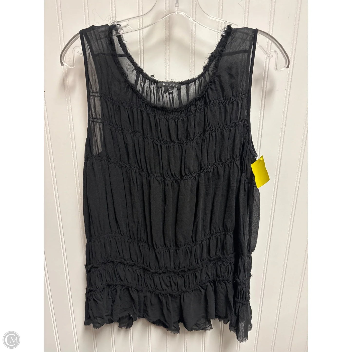 Top Sleeveless By Theory In Black, Size: L