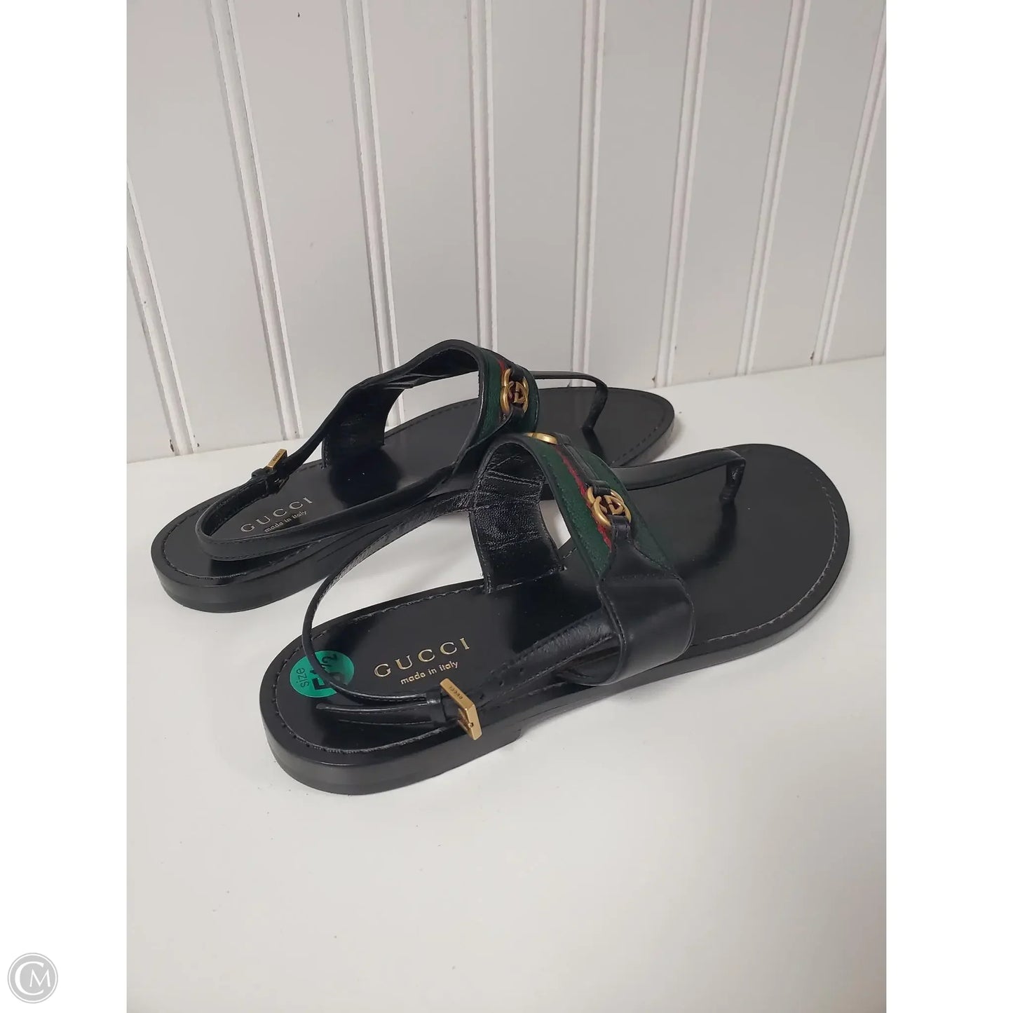 Sandals Luxury Designer By Gucci In Black, Size: 5.5