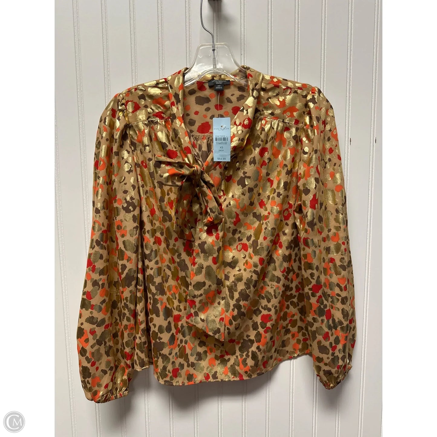 Top Long Sleeve By Ann Taylor In Brown & Orange, Size: Xsp