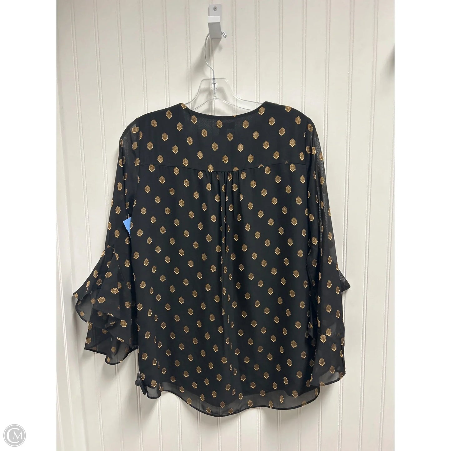 Top Long Sleeve By Vince Camuto In Black & Gold, Size: Xs