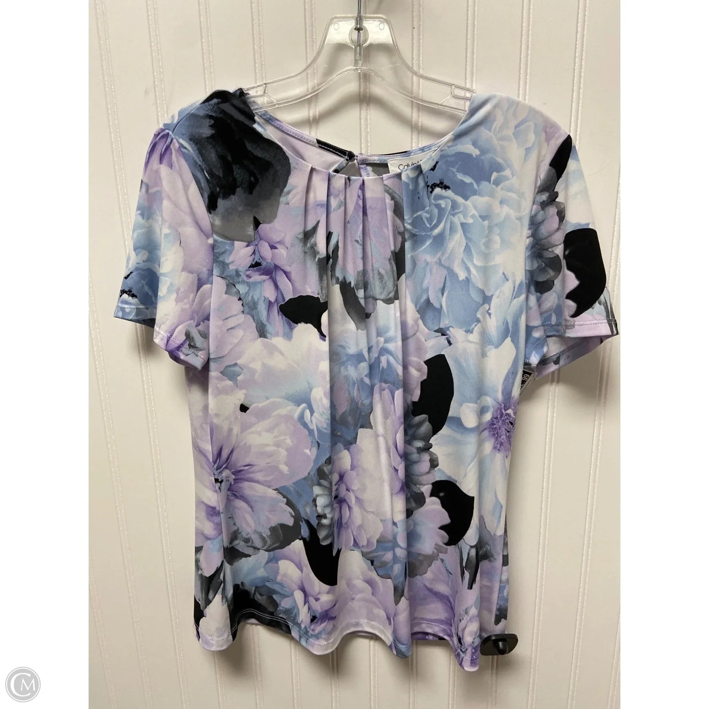 Top Short Sleeve By Calvin Klein In Blue & Purple, Size: M