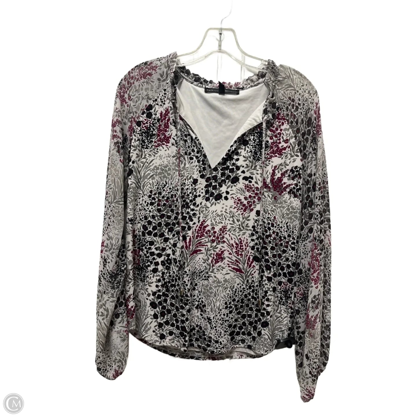 Top Long Sleeve By White House Black Market In Grey & Purple, Size: M