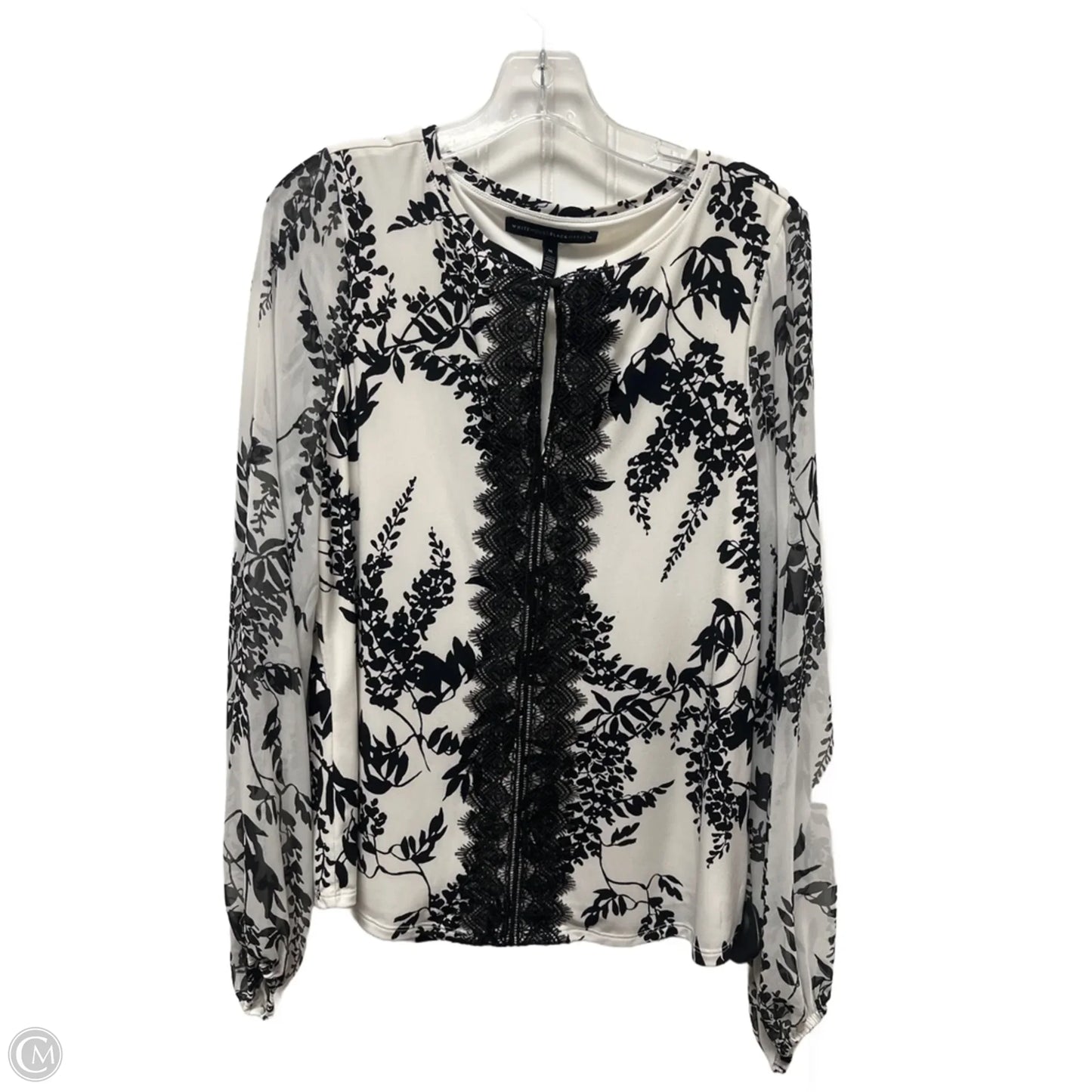 Top Long Sleeve By White House Black Market In Black & White, Size: M