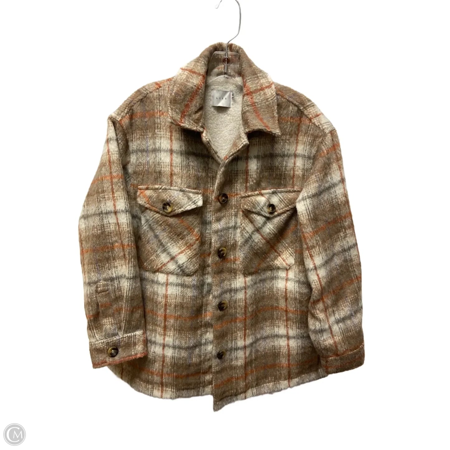 Jacket Fleece By Lush In Plaid Pattern, Size: M