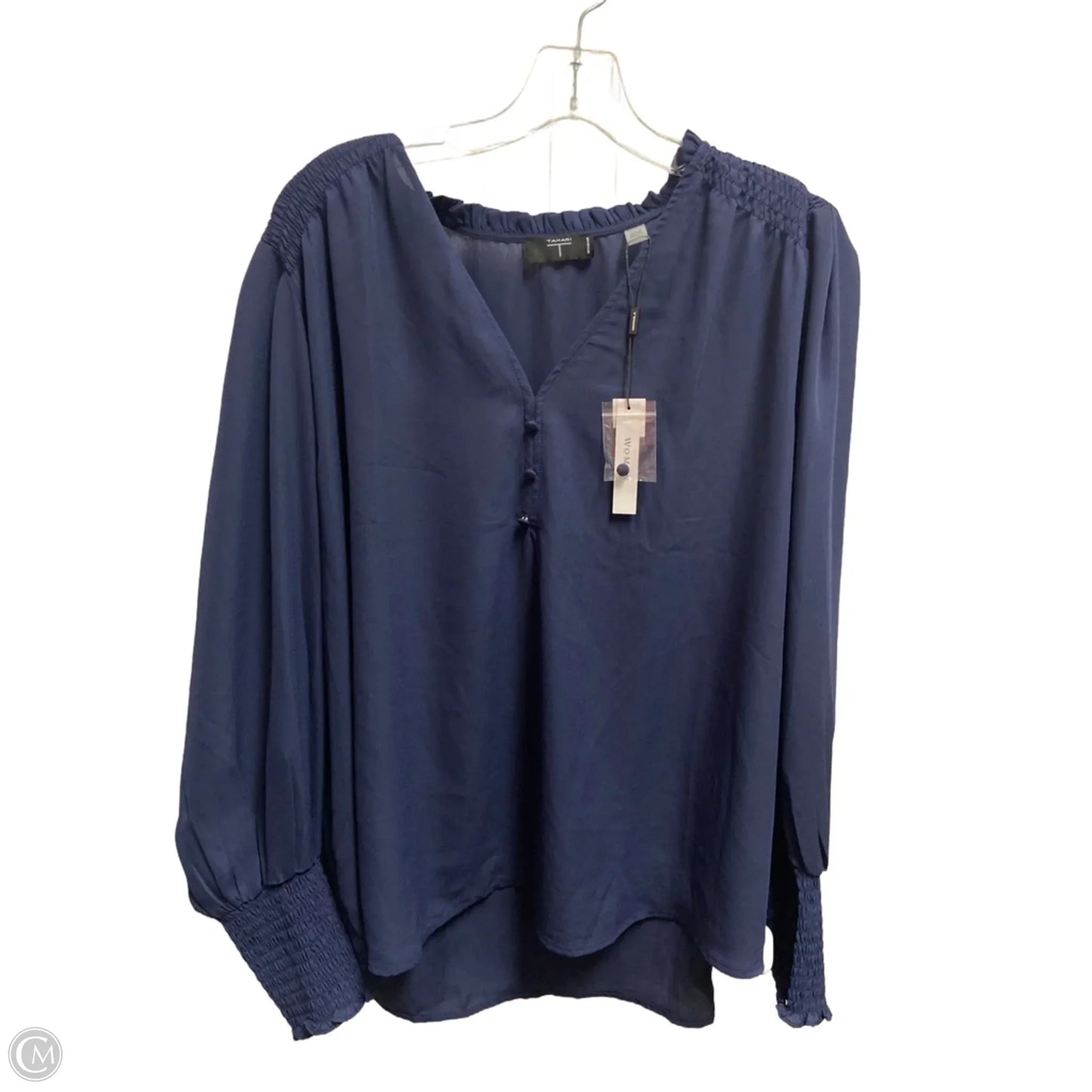 Top Long Sleeve Basic By Tahari In Navy, Size: 1x