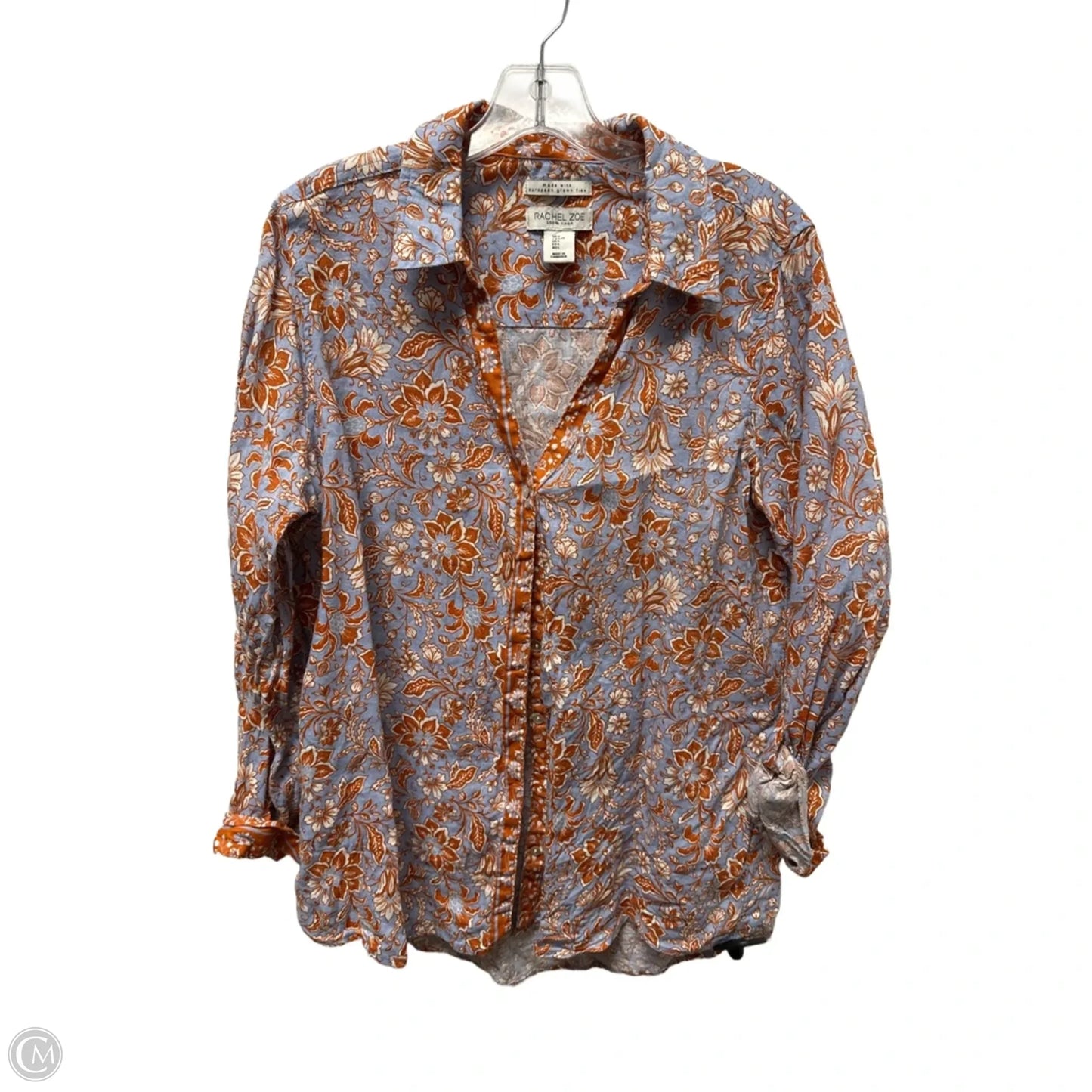 Top Long Sleeve By Rachel Zoe In Blue & Orange, Size: L