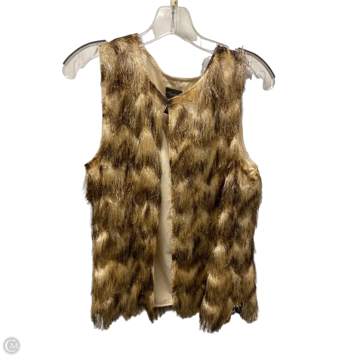 Vest Faux Fur & Sherpa By Chicos In Brown, Size: M
