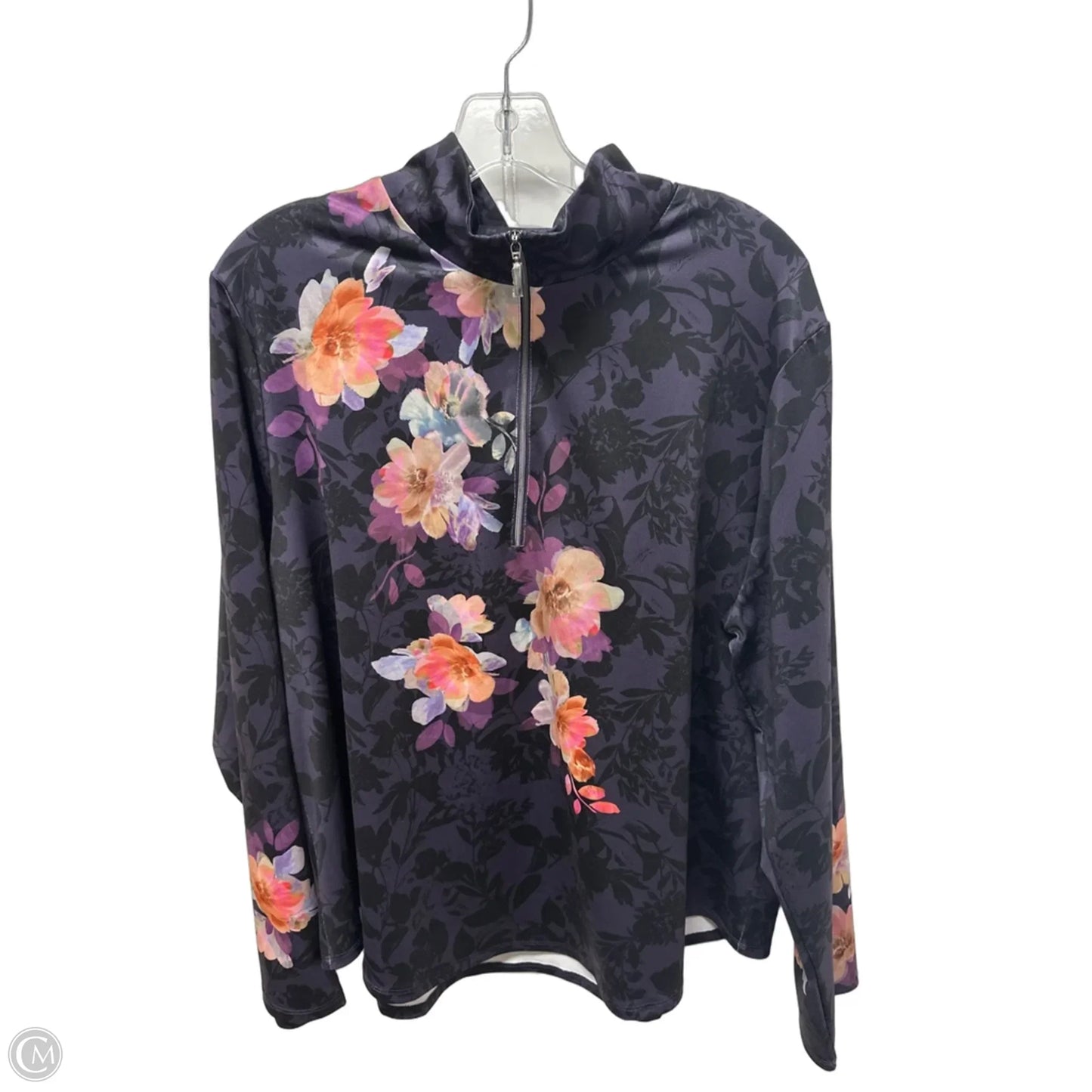 Athletic Top Long Sleeve Collar By Chicos In Purple, Size: 1x