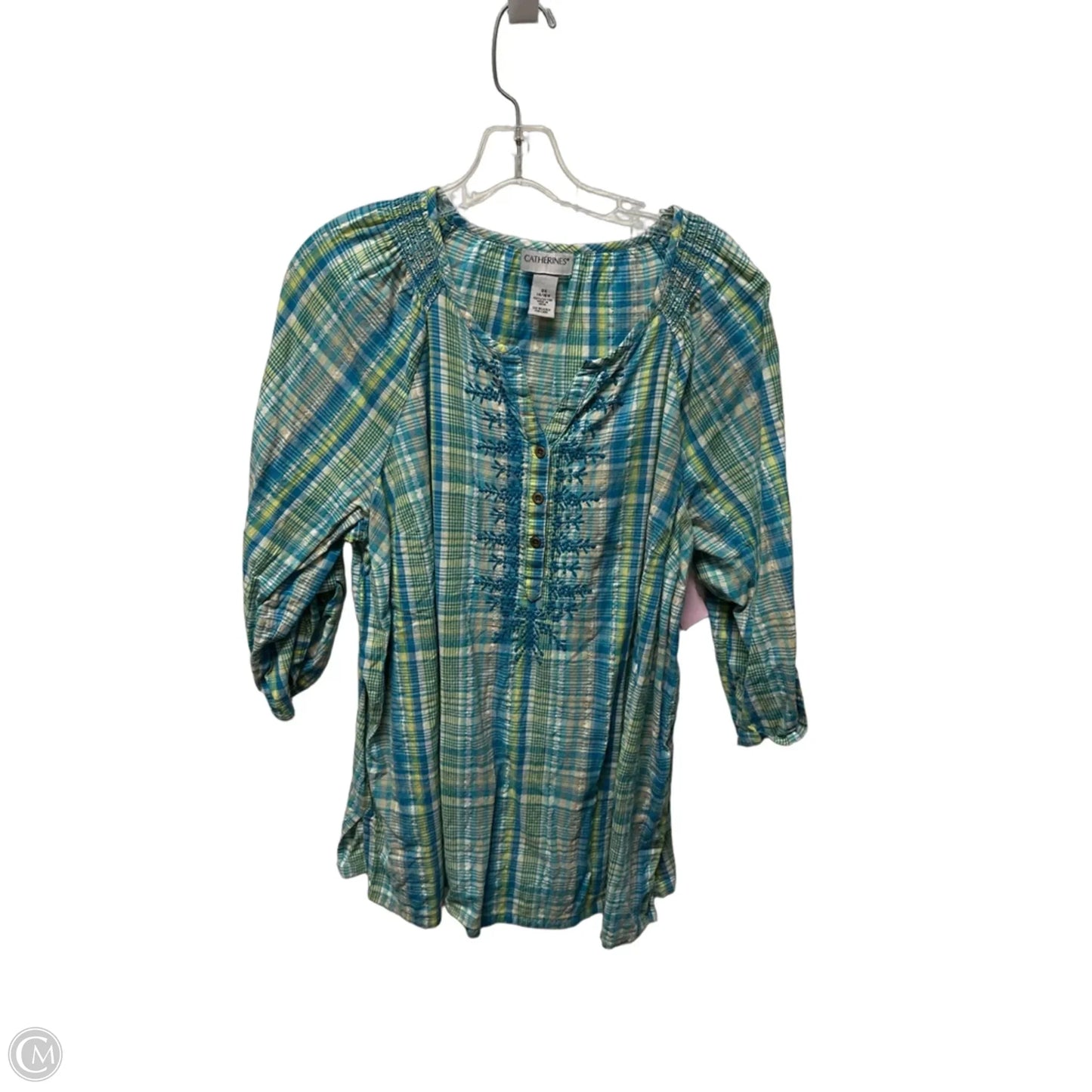 Top Short Sleeve By Catherines In Blue & Green, Size: 1x