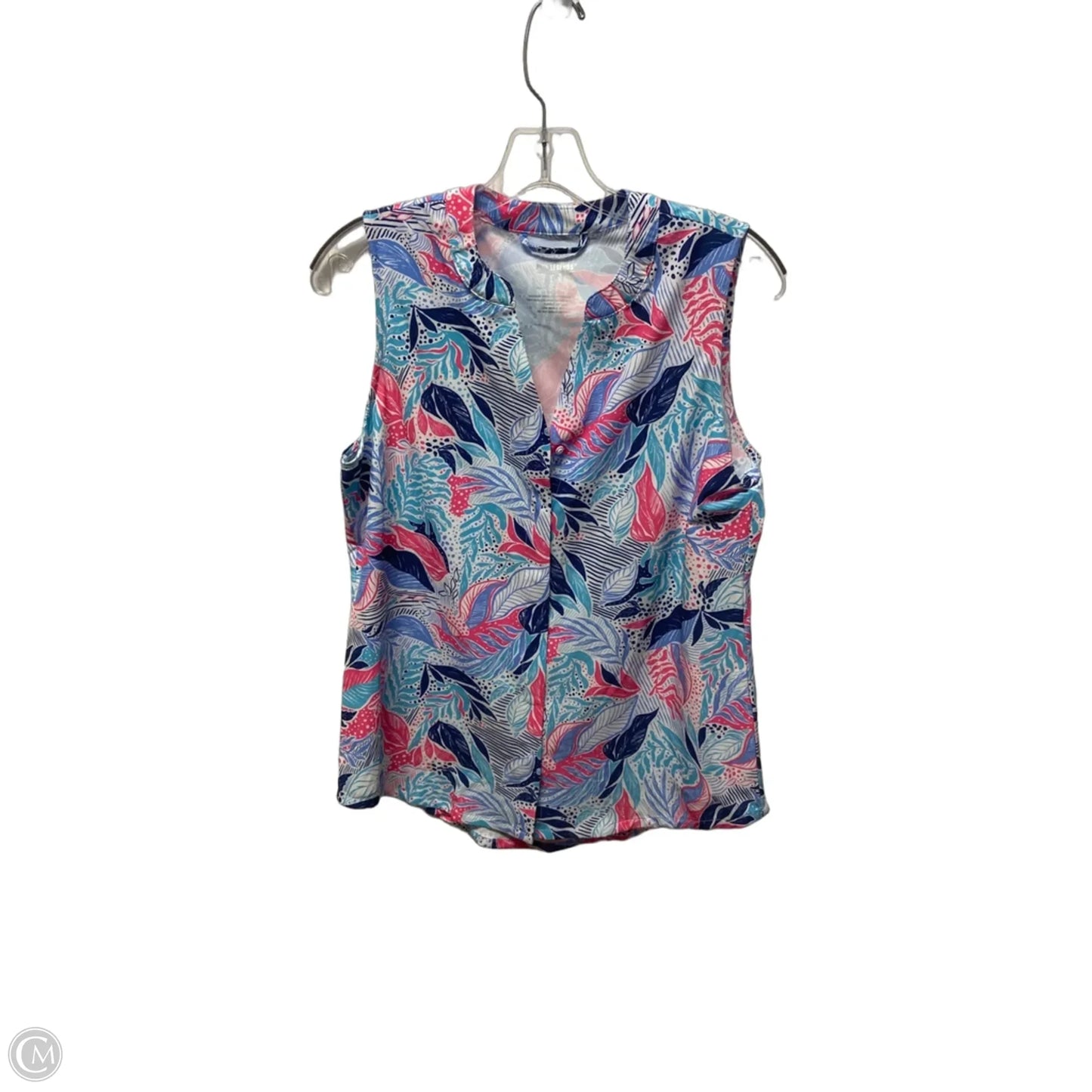 Athletic Tank Top By Reel Legends In Blue & Pink, Size: M