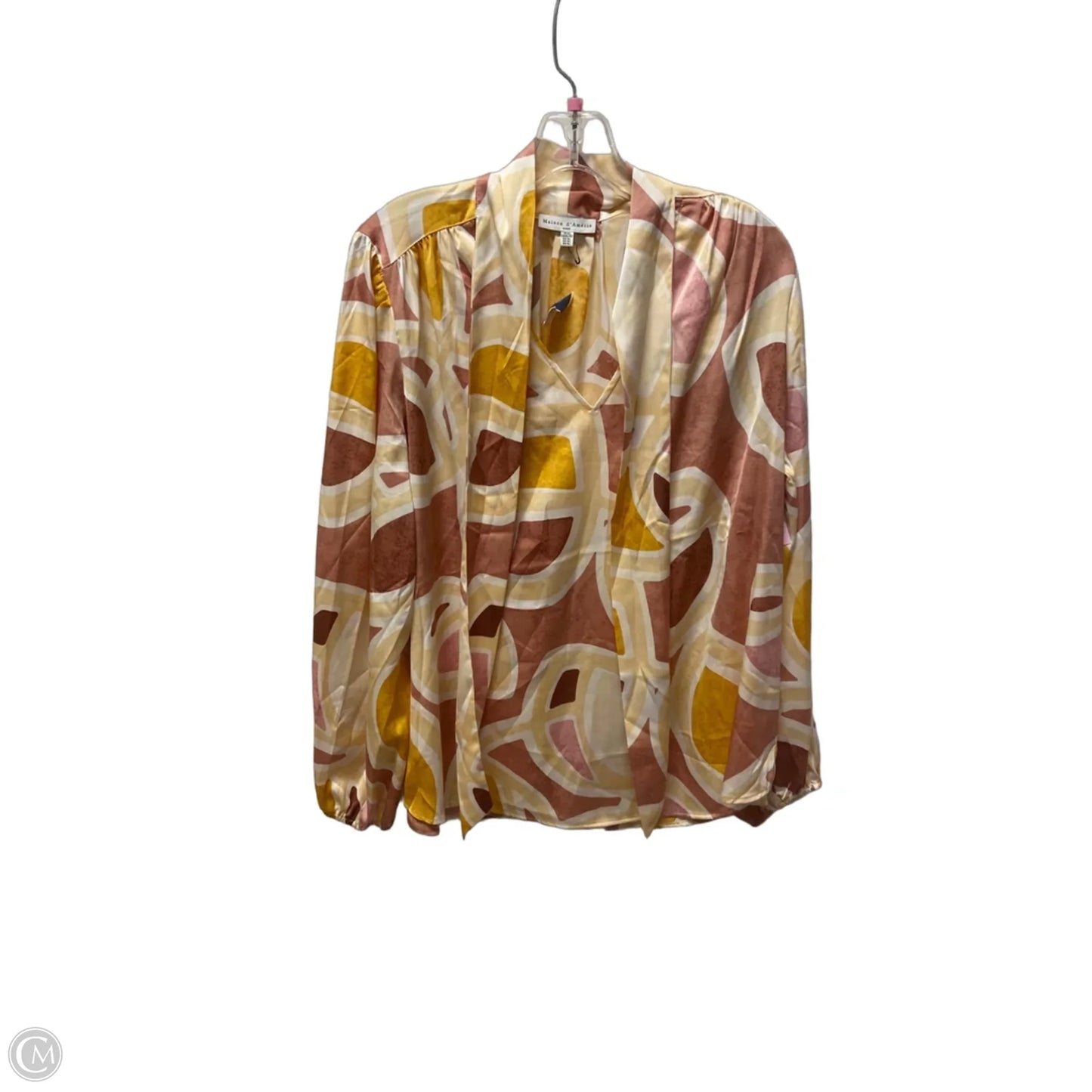 Top Long Sleeve By Maison Damelie In Pink & Yellow, Size: Xl