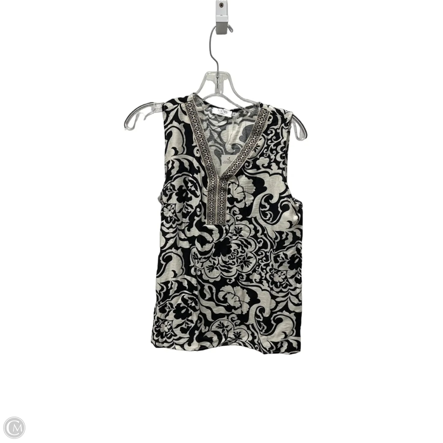 Top Sleeveless By Kaktus In Black & Cream, Size: S