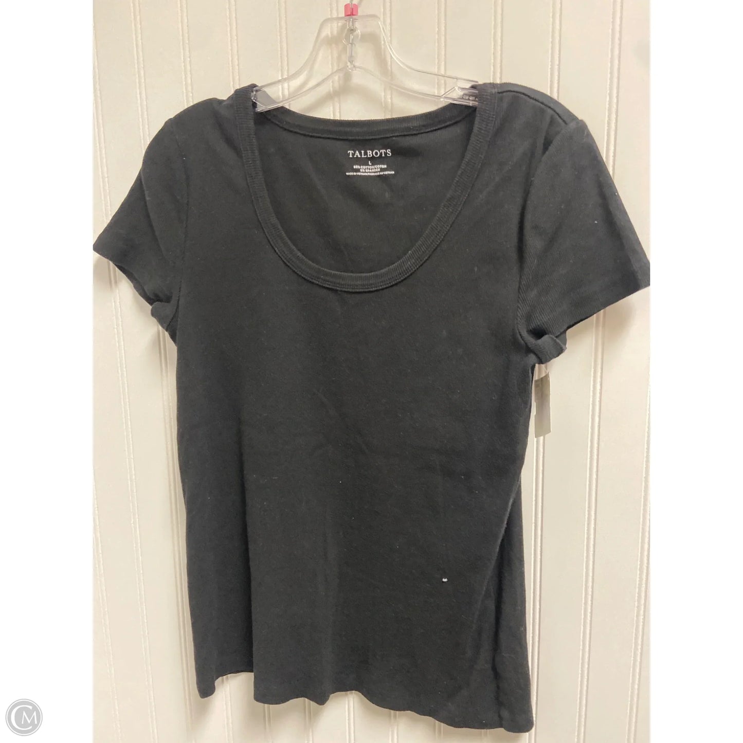 Top Short Sleeve Basic By Talbots In Black, Size: L