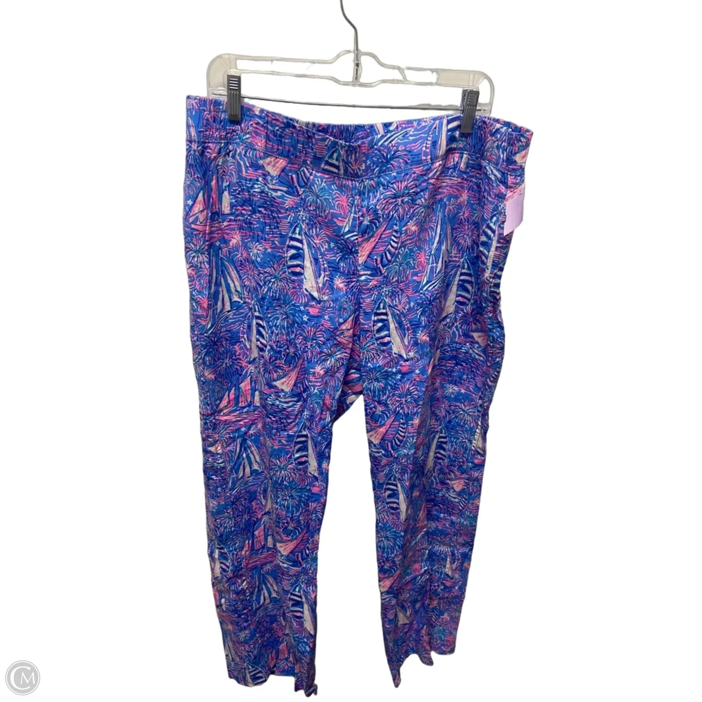 Pants Designer By Lilly Pulitzer In Blue & Pink, Size: 14