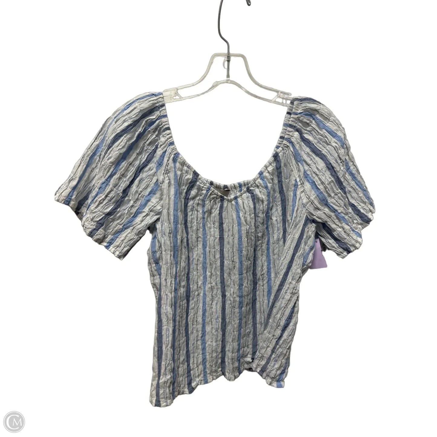 Top Short Sleeve By Loft In Blue & White, Size: S