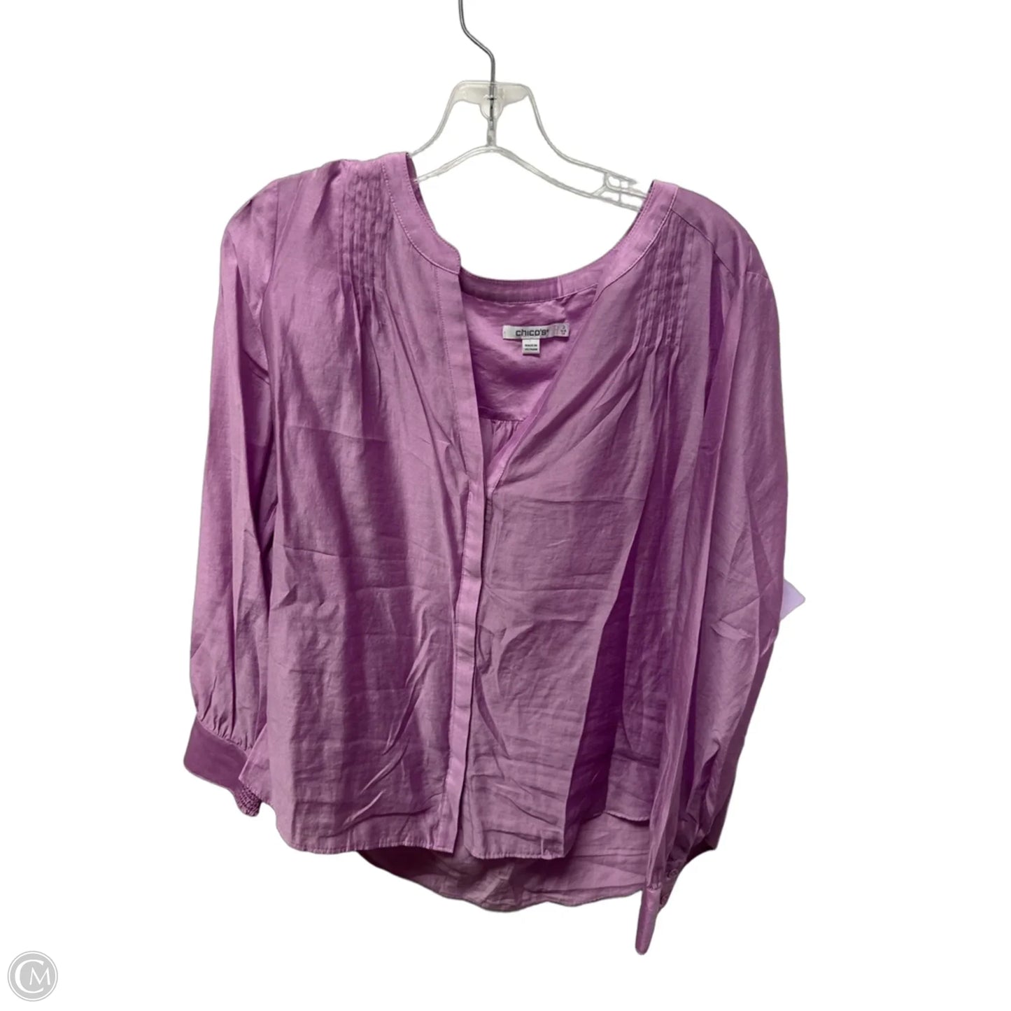 Top Long Sleeve Basic By Chicos In Purple, Size: L