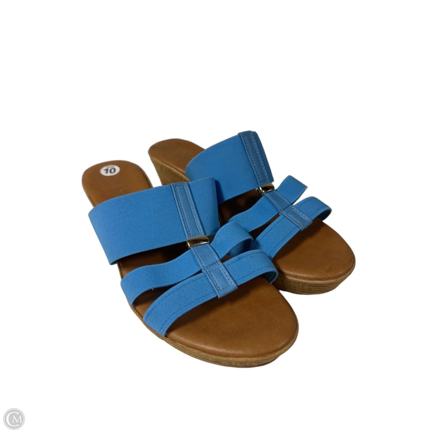 Sandals Heels Wedge By Italian Shoemakers In Blue, Size: 10