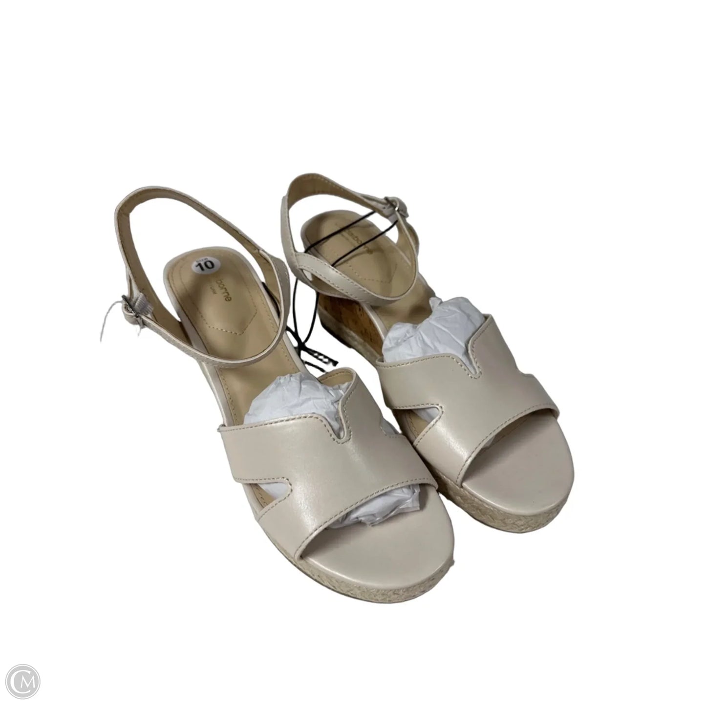 Sandals Heels Wedge By Liz Claiborne In Beige, Size: 10