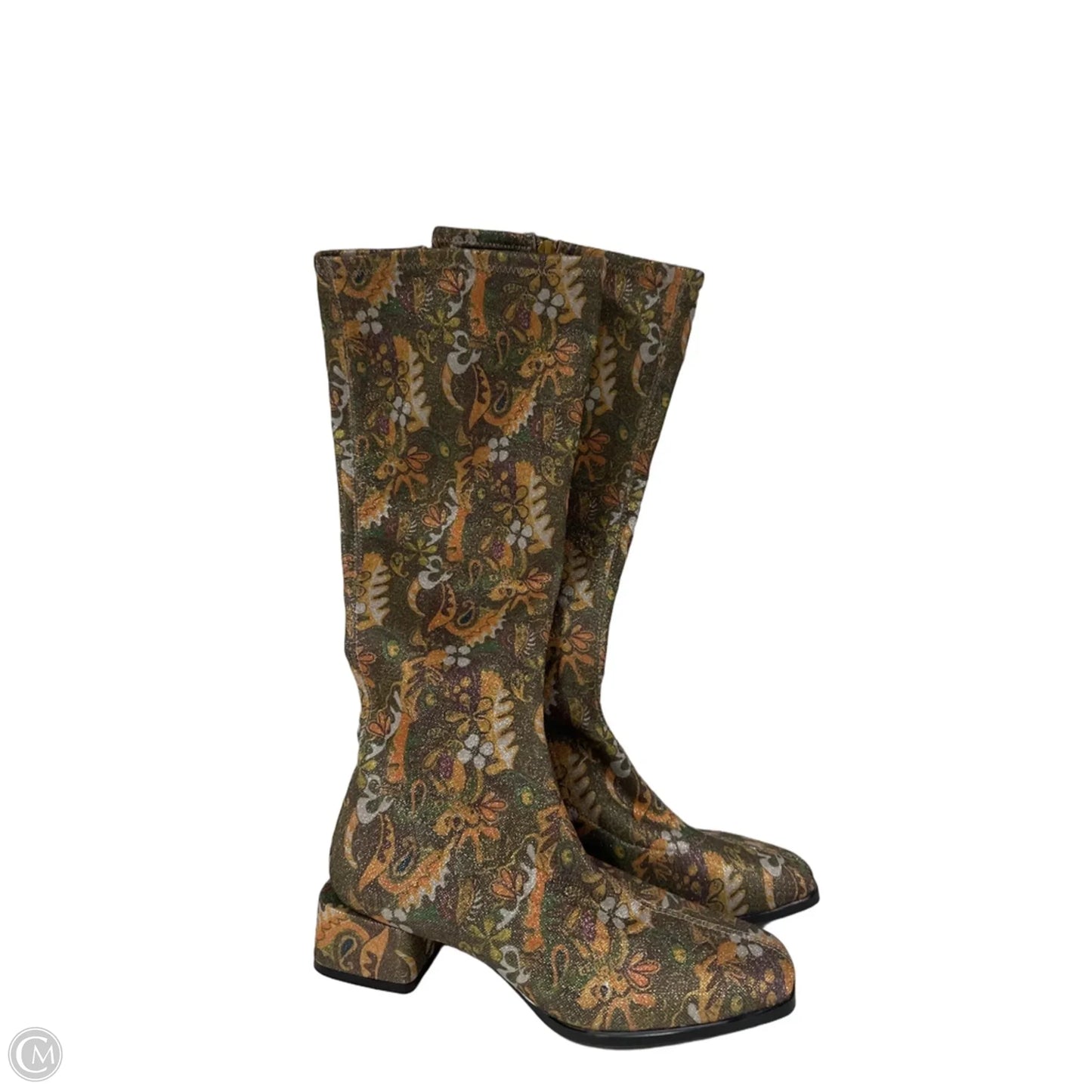 Boots Mid-calf Flats By Chelsea And Violet In Green & Orange, Size: 5.5