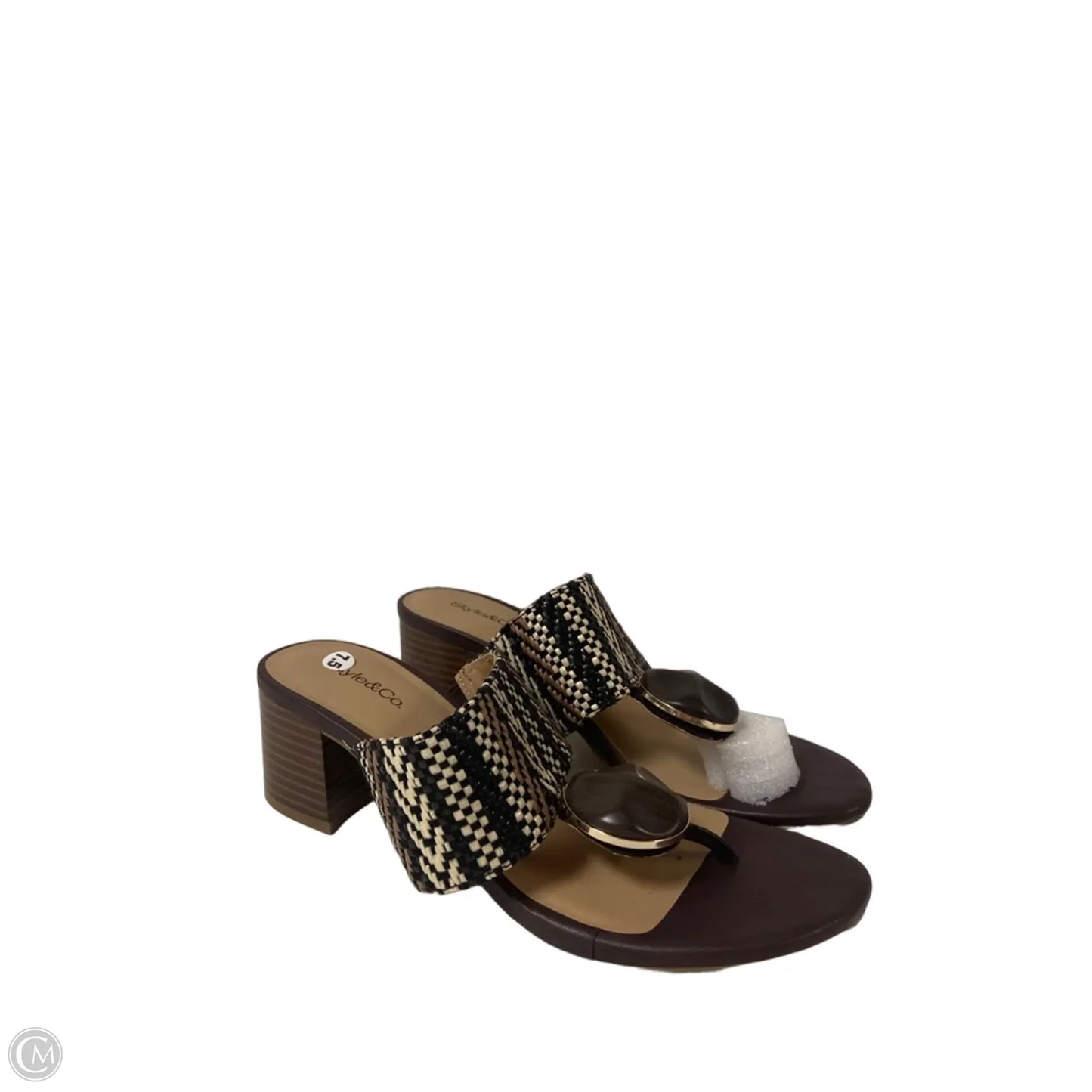 Sandals Heels Block By Style And Company In Black & Brown, Size: 7.5