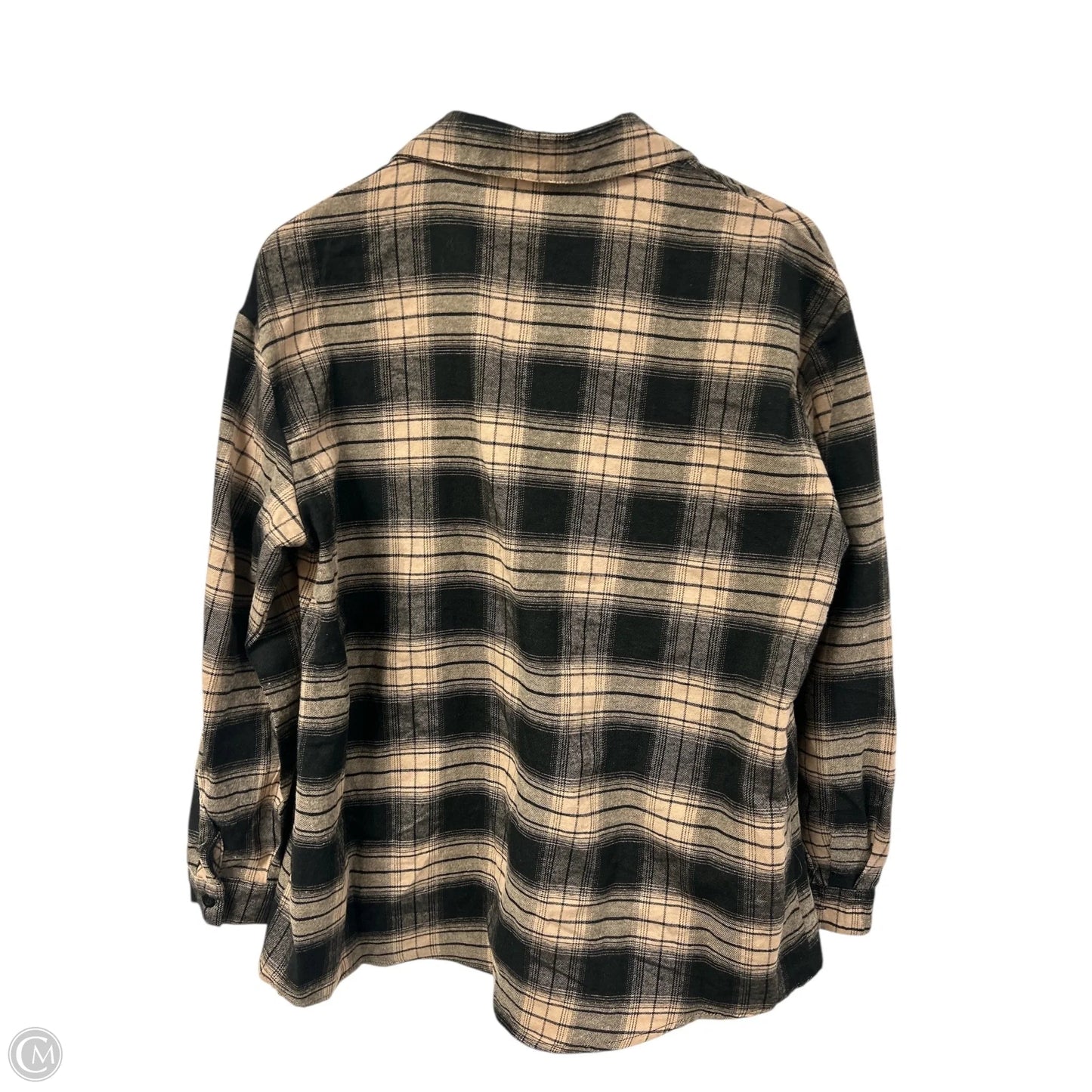 Blouse Long Sleeve By Cmf In Plaid Pattern, Size: S