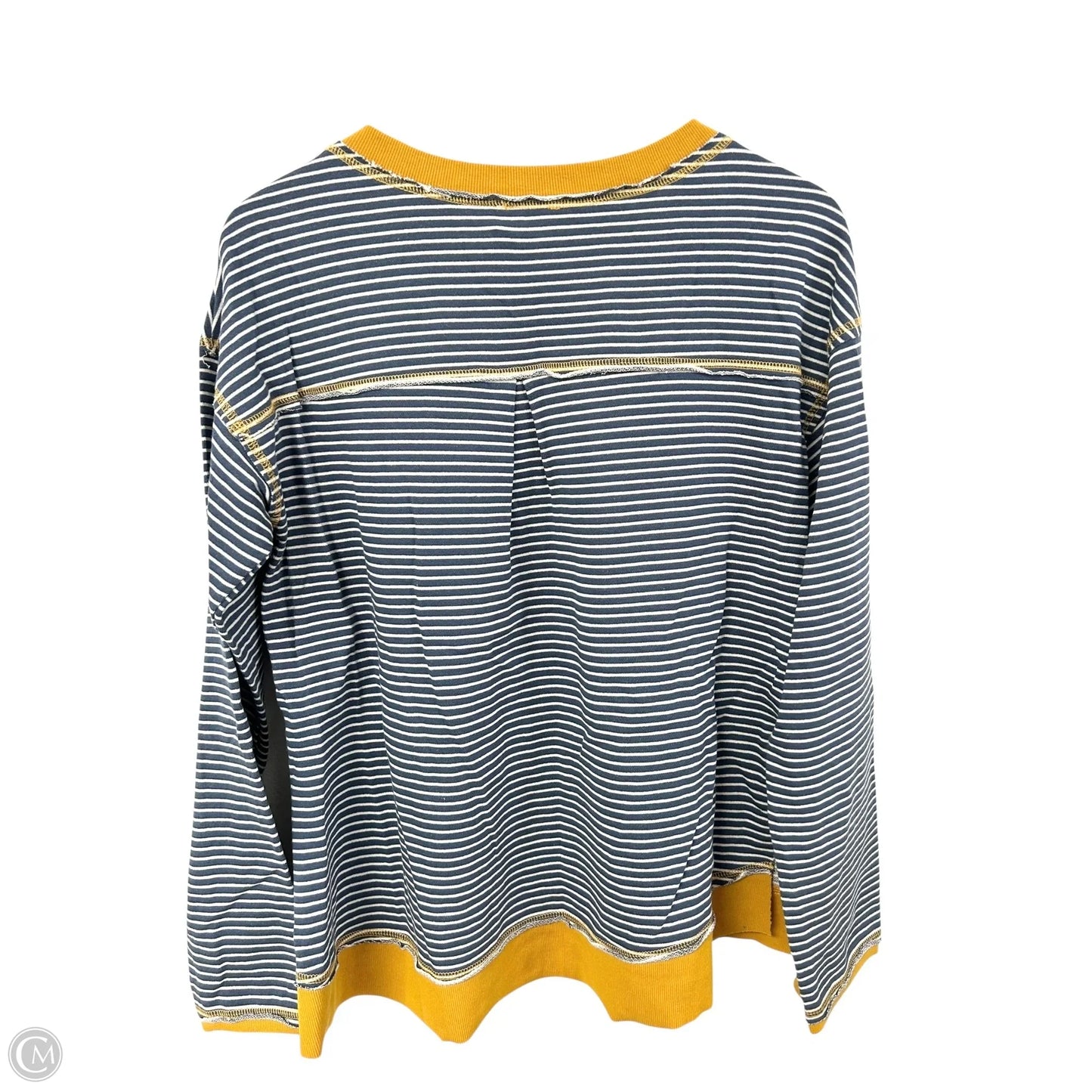 Top Long Sleeve By Hem & Thread In Blue & Yellow, Size: M