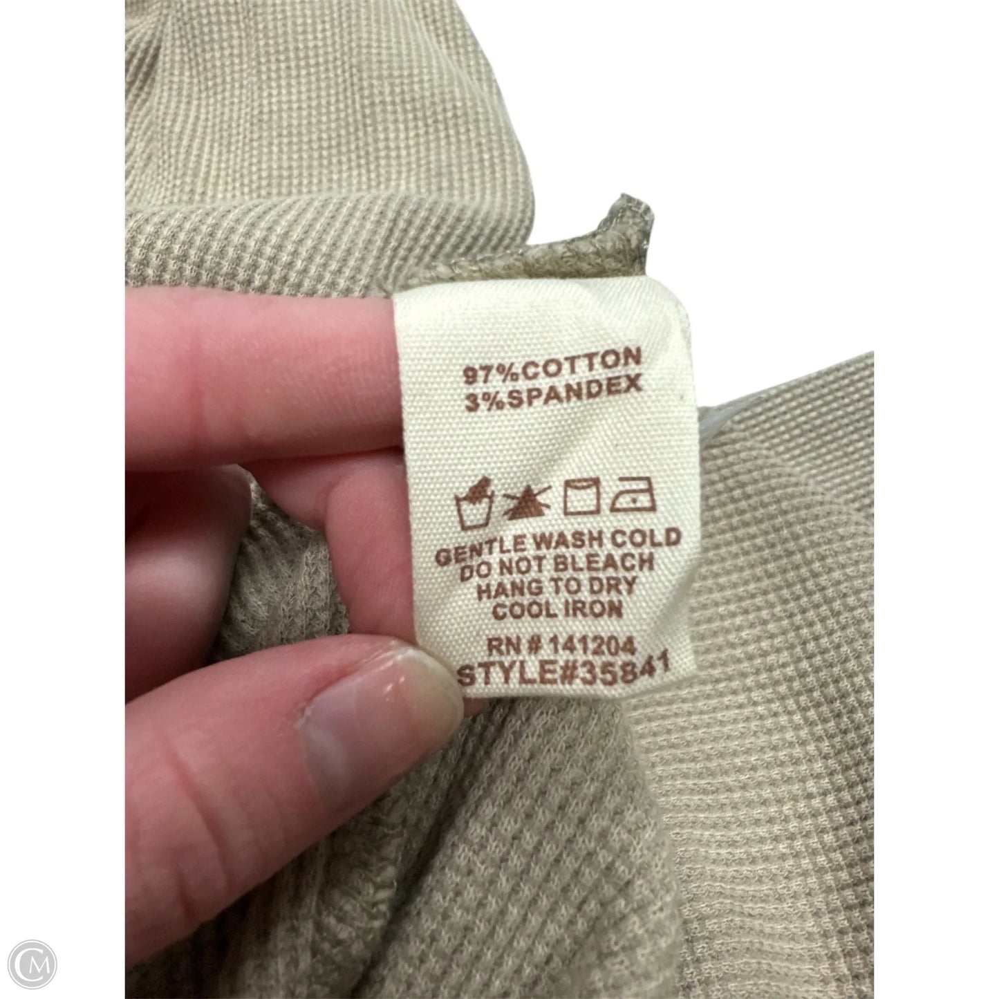 Top Long Sleeve By Hem & Thread In Tan, Size: S