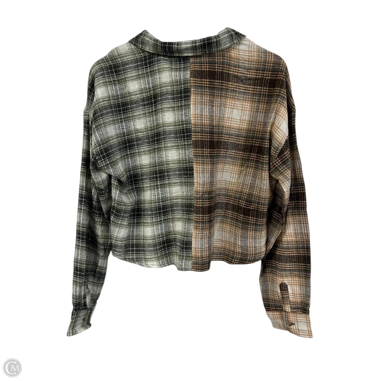 Blouse Long Sleeve By Clothes Mentor In Plaid Pattern, Size: M