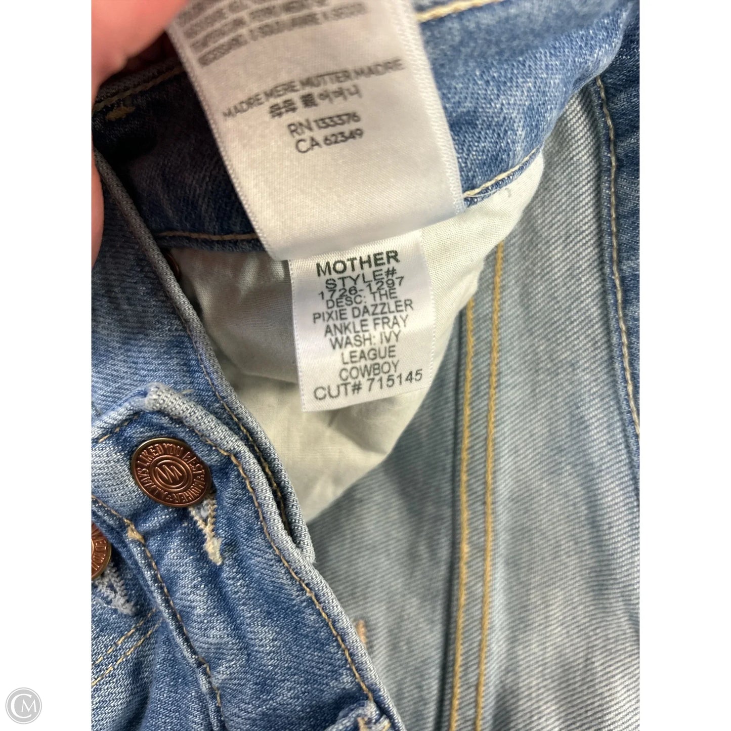 Jeans Straight By Mother In Blue Denim, Size: 10