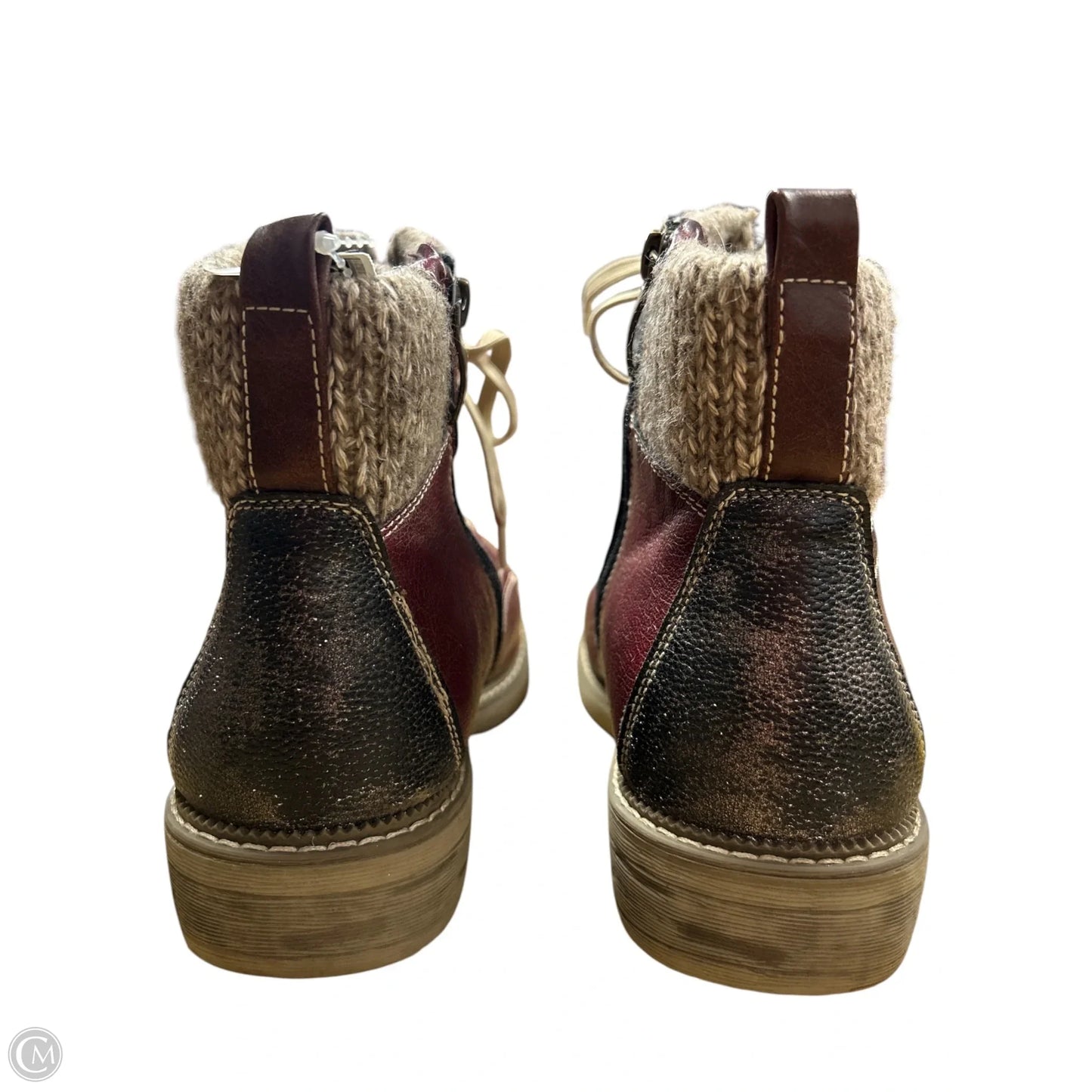 Boots Ankle Flats By Spring Step In Maroon, Size: 10.5