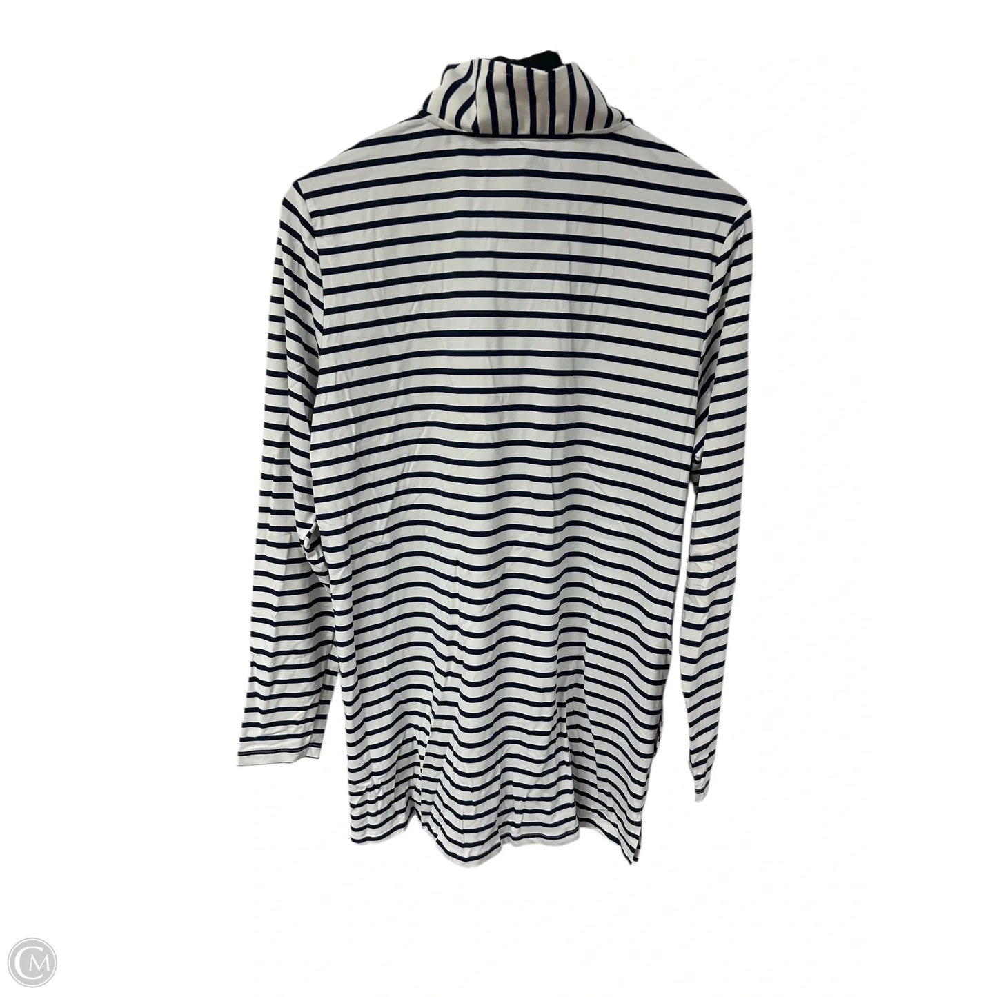 Athletic Top Long Sleeve Collar By Lands End In Blue & White, Size: Xl