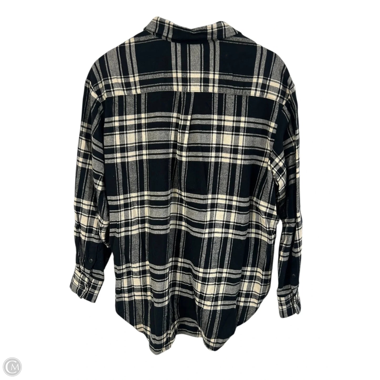 Blouse Long Sleeve By Gap In Black & Cream, Size: M