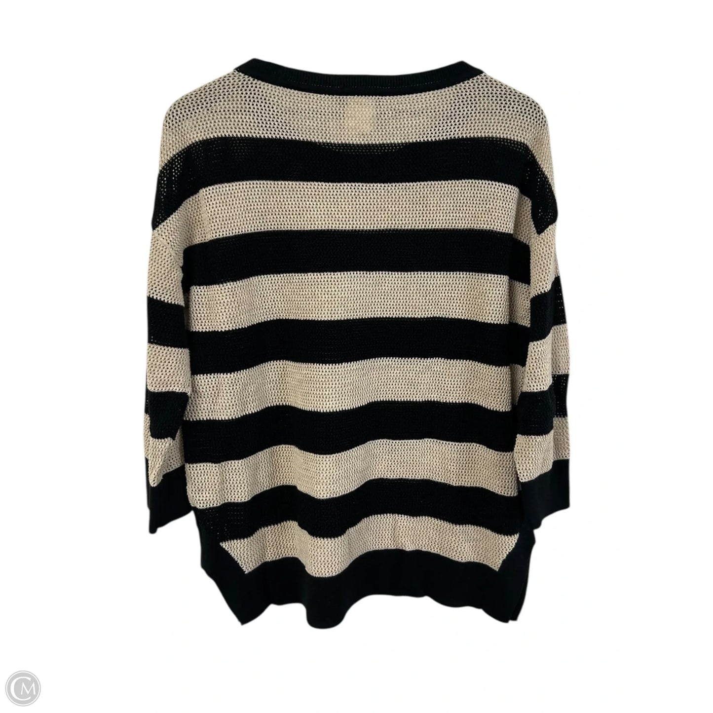 Top 3/4 Sleeve By Tribal In Black & Cream, Size: S