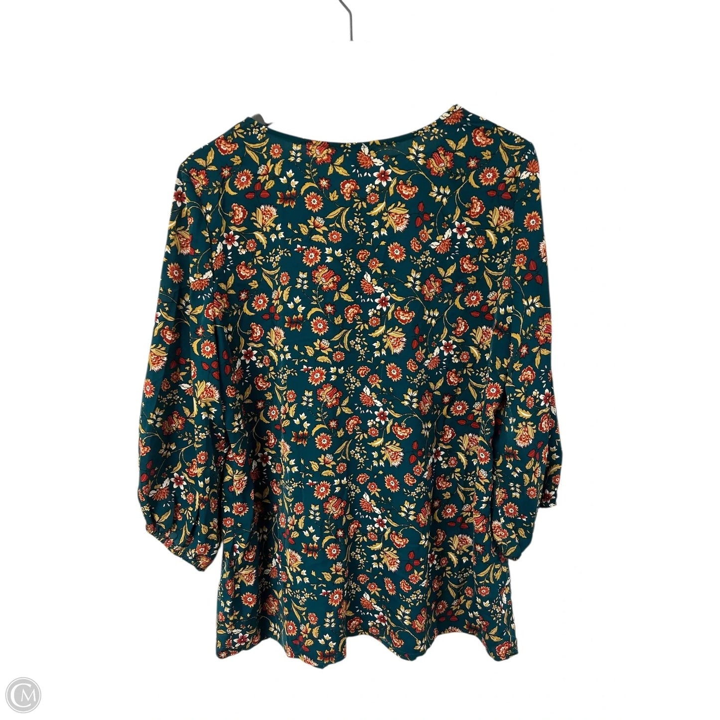 Top 3/4 Sleeve By Suzanne Betro In Floral Print, Size: Xl