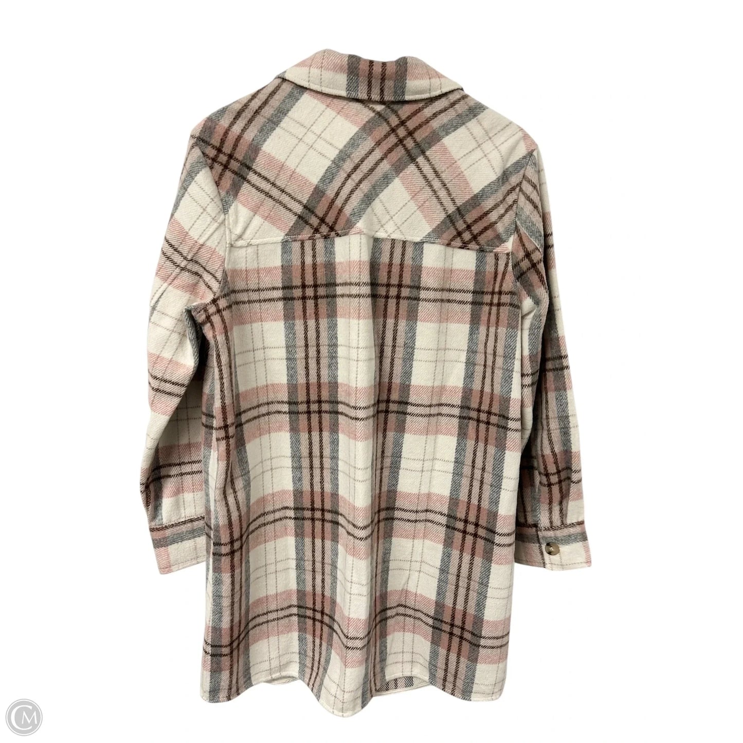 Jacket Shirt By Tribal In Cream & Pink, Size: L