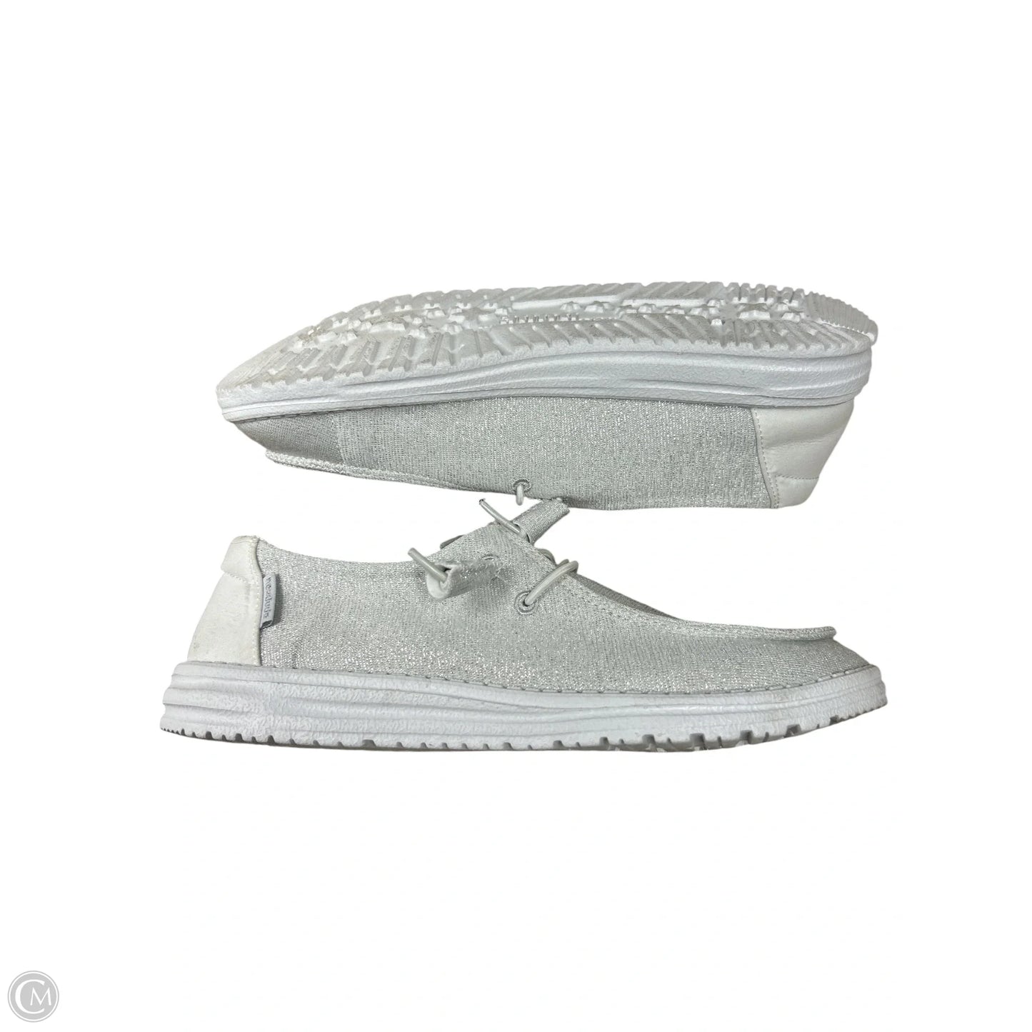 Shoes Flats By Hey Dude In Silver, Size: 8