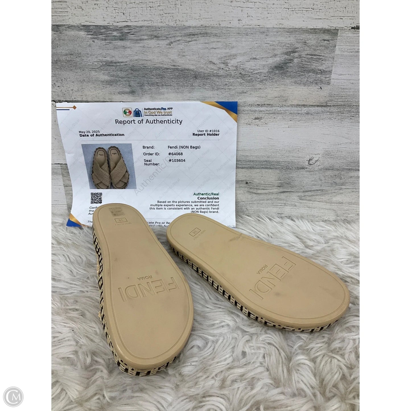 Sandals Luxury Designer By Fendi In Tan, Size: 8