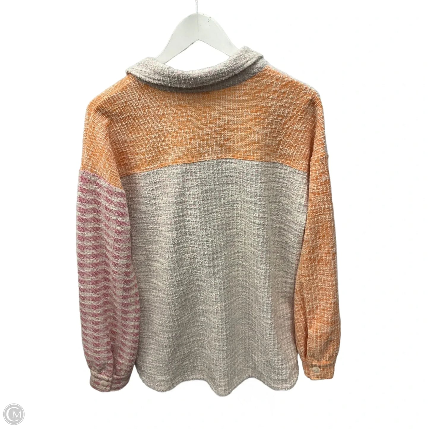 Jacket Shirt By Mystree In Orange & Pink, Size: M