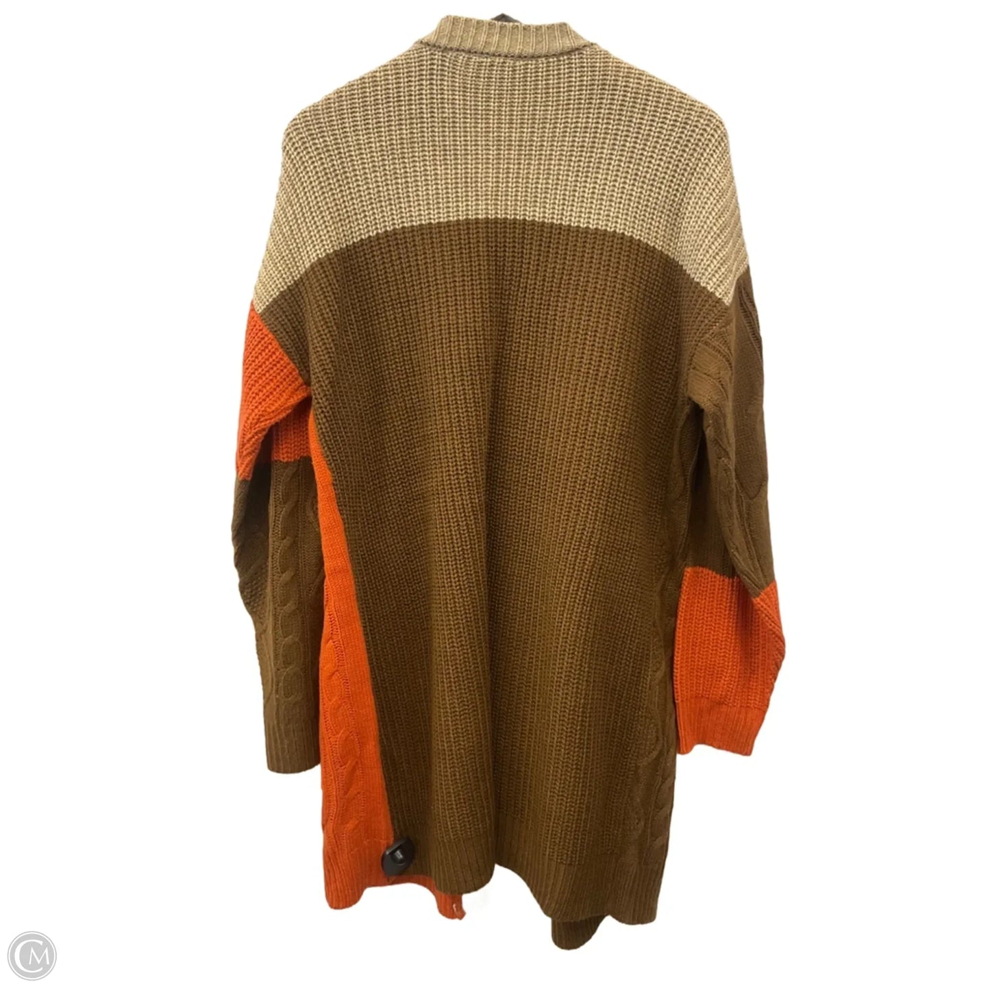 Sweater Cardigan By Cato In Tan, Size: L