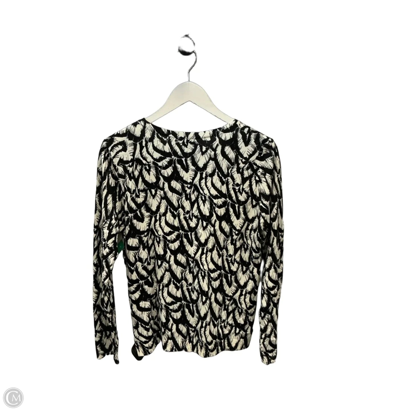 Sweater Cardigan By Talbots In Black & White, Size: L