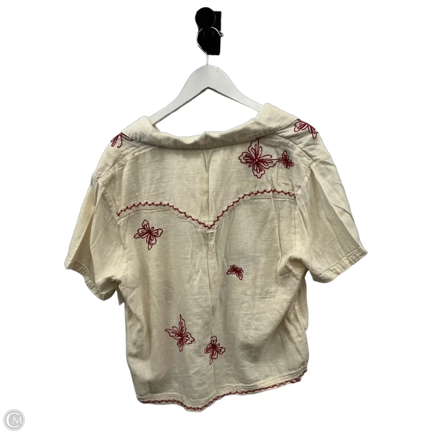 Top Short Sleeve By Urban Outfitters In Cream, Size: M