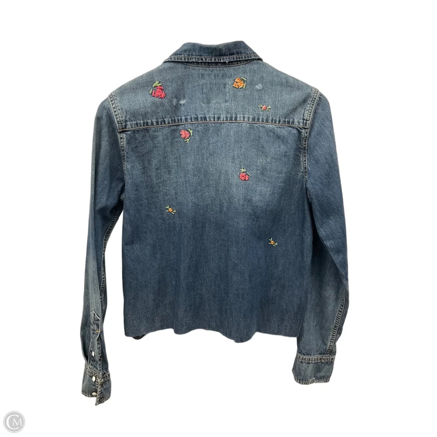 Jacket Shirt By Lucky Brand In Blue Denim, Size: S