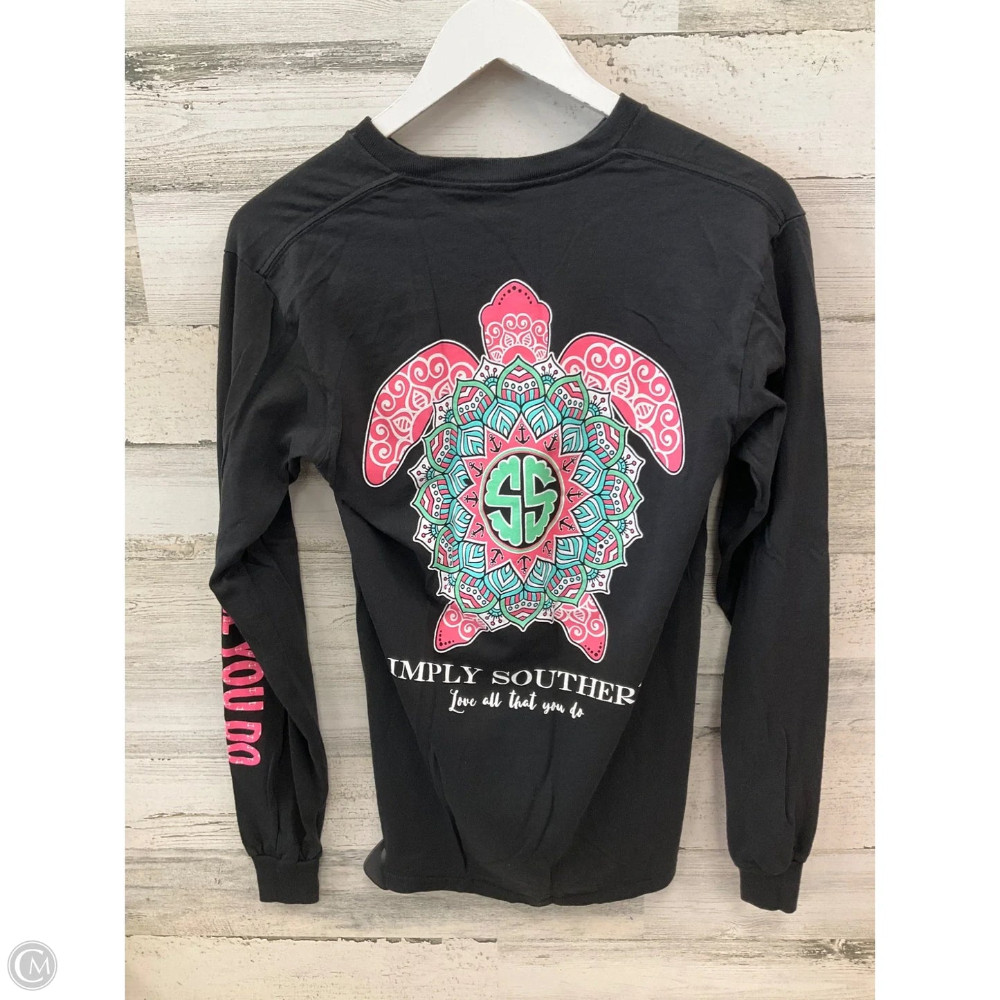 Top Long Sleeve By Simply Southern In Black, Size: S