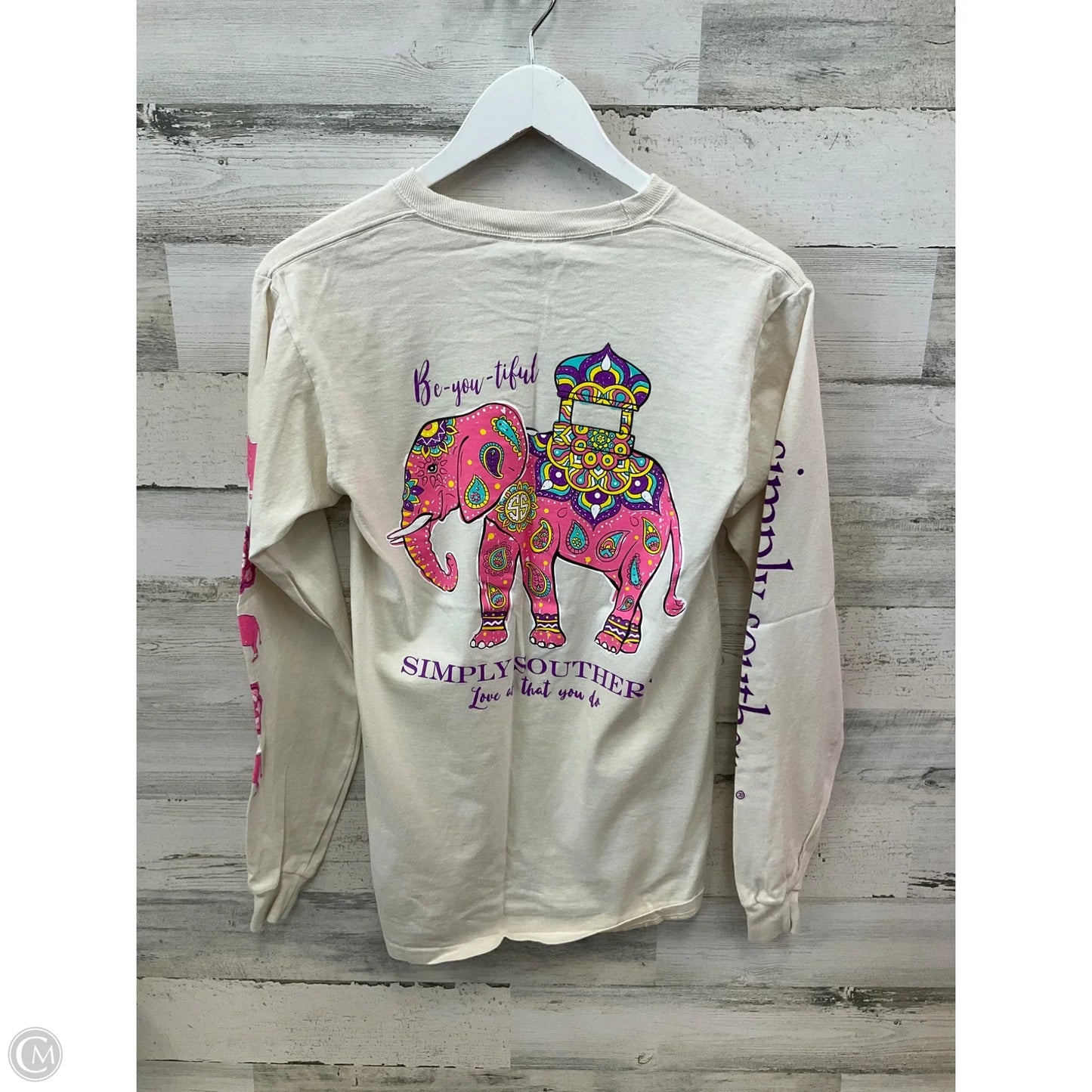 Top Long Sleeve By Simply Southern In Ivory, Size: S