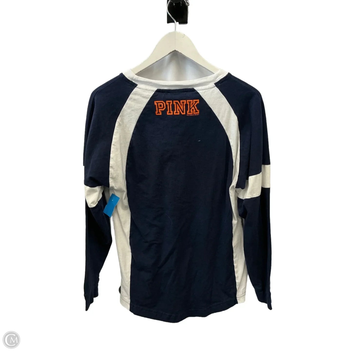 Athletic Top Long Sleeve Crewneck By Pink In Blue & White, Size: Xs