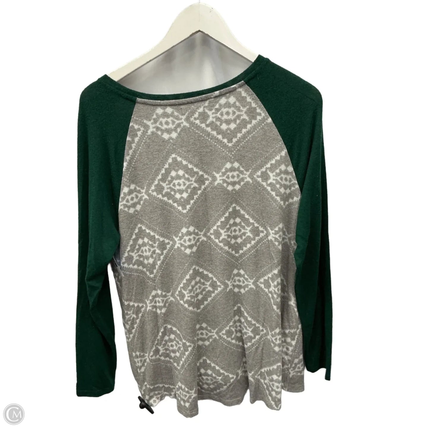 Top Long Sleeve By Maurices In Grey & White, Size: L