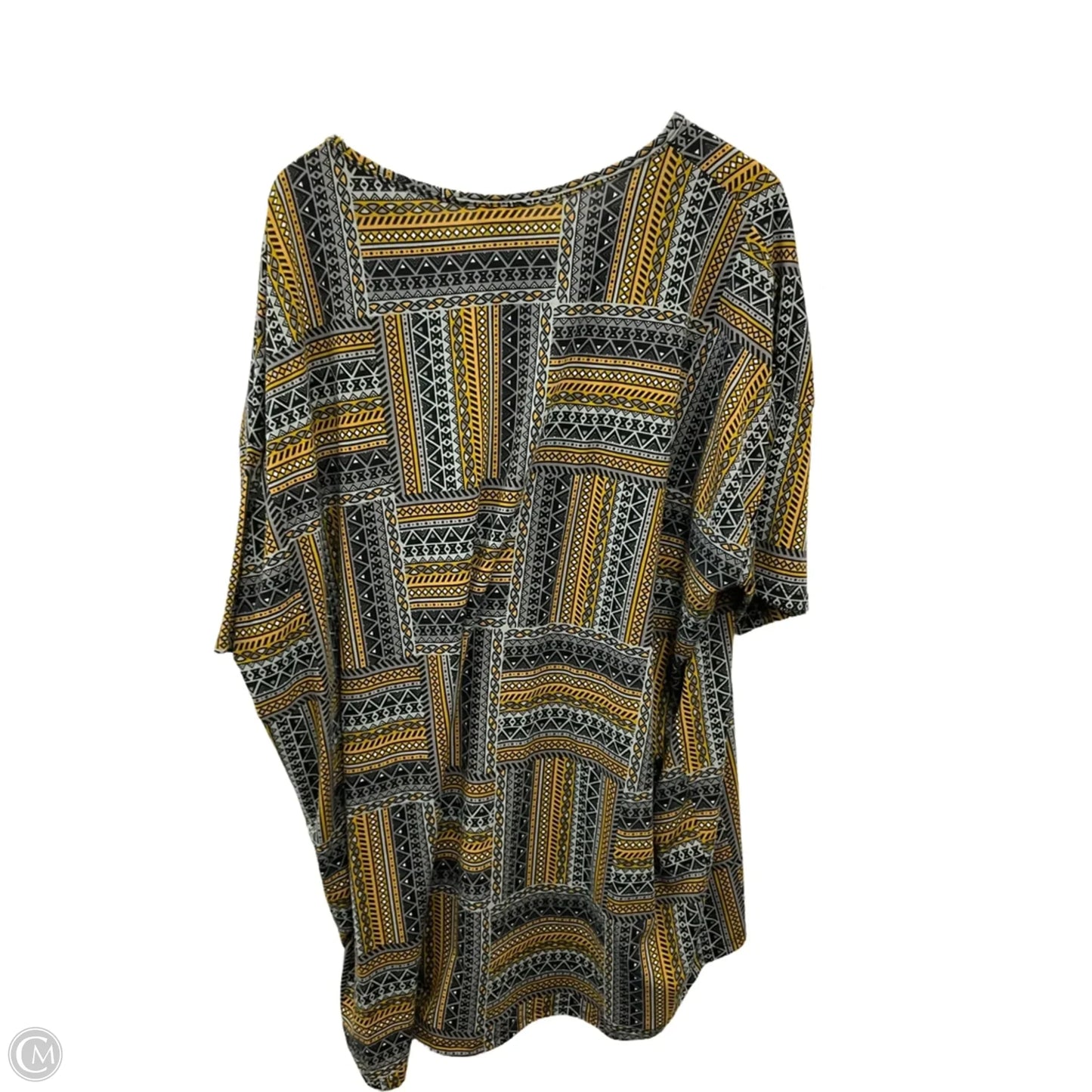 Top Short Sleeve By Lularoe In Grey & Yellow, Size: 3x