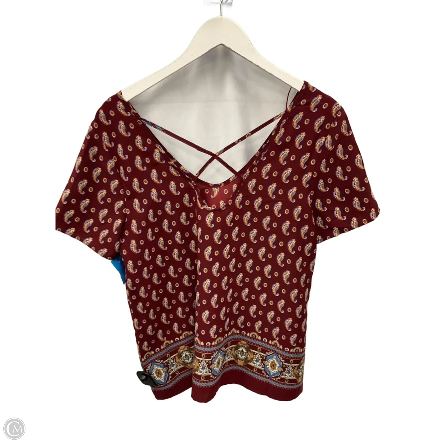 Top Short Sleeve By Sienna Sky In Maroon, Size: M